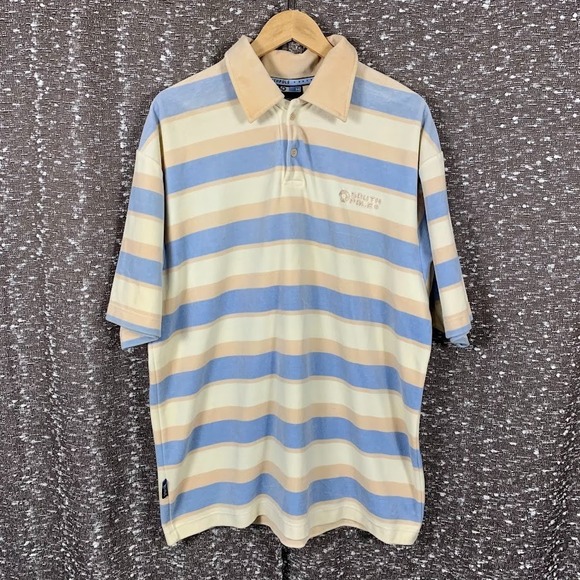 Southpole Other - Vtg Y2K Southpole‎ Striped Fleece Polo Shirt Embroidered Skater Hip Hop Men's M